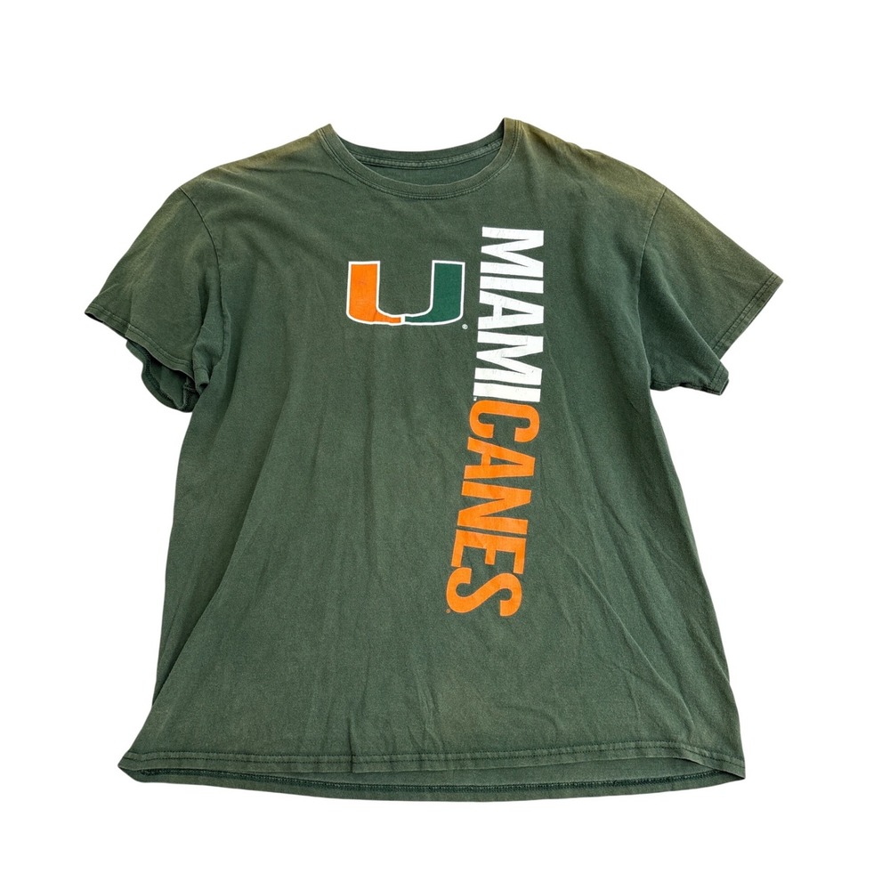 Miami Hurricanes NCAA Graphic T-Shirt Green Mens Large Short Sleeve U Logo